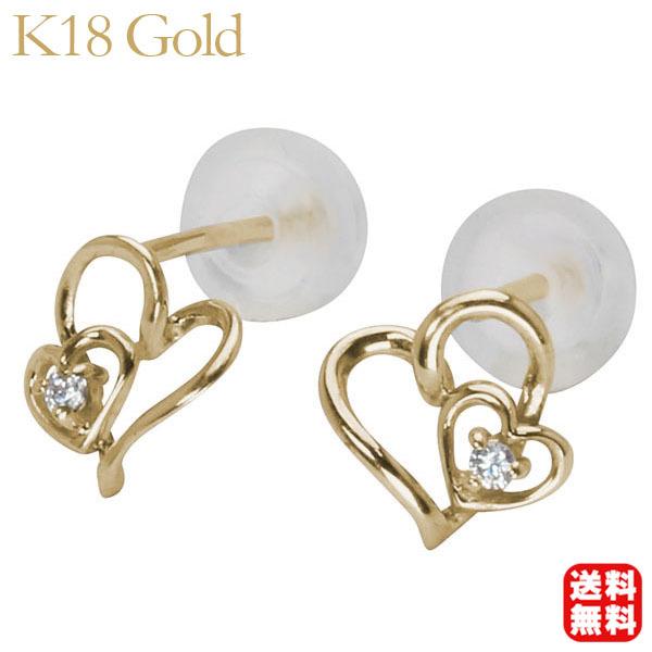 K18 ハートダイヤピアス