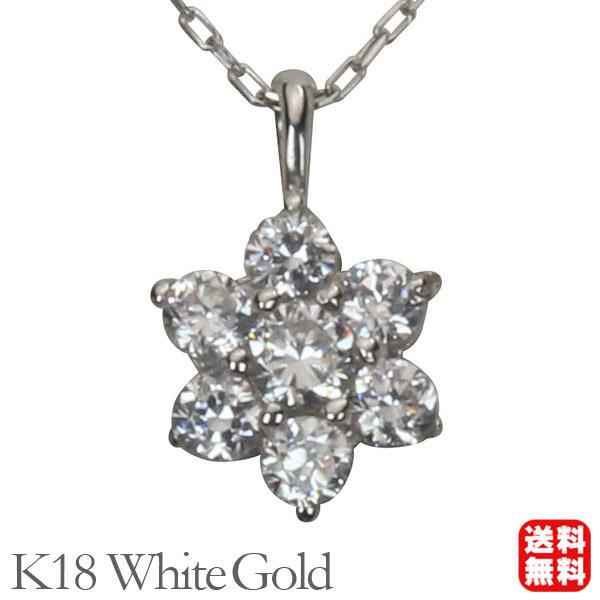 ダイヤモンド ネックレス ダイヤネックレス ダイヤ フラワー 花 k18