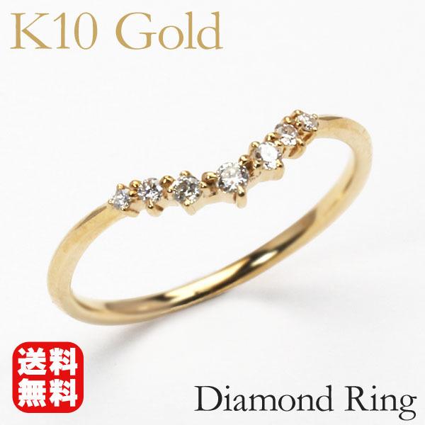 イエローゴールド 指輪 ダイヤモンド リング k10 10k 10金