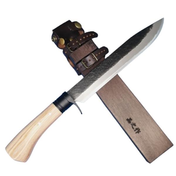 土佐打刃物 晶之作 白鋼 和式ナイフ 両刃 剣鉈210mm 黒鎚目 限定