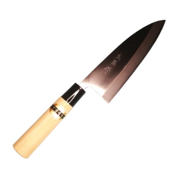 越前打刃物 鍛造品 宝馬 鋼付 磨 出刃包丁165mm 朴材シノギ柄 小魚