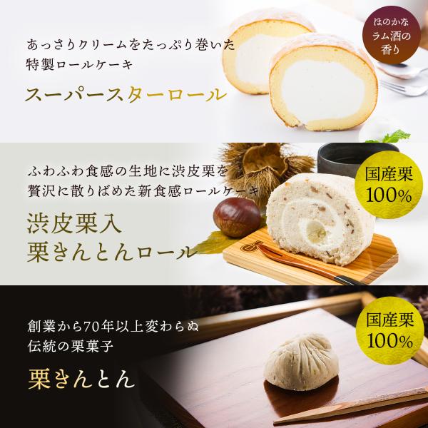 送料無料 Wロール＆栗きんとん 新杵堂 栗きんとん ロールケーキ ケーキ ケーキセット お菓子 和菓子 洋菓子 デザート 贈り物 お土産｜shinkinedo｜03
