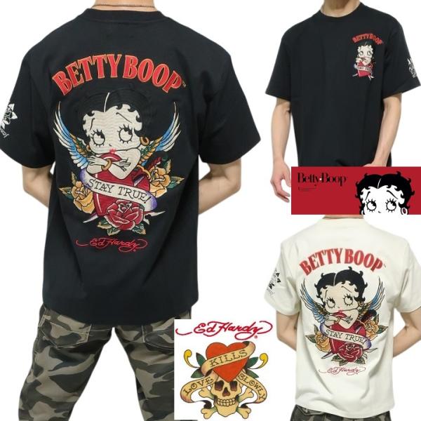 エドハーディー ベティーブープ Tシャツ ベティブープ/ハート/薔薇/ウイング コラボ ED HARDY BETTY BOOP メンズ/レディース 半袖 BED-2503