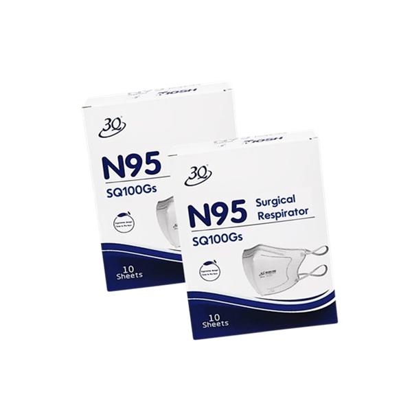 米国認証NIOSH 3Q N95マスク 正規品 SQ100GS 立体型 個包装 不織布 ウィルス 介護 医療 花粉 通気性 防じん 粉じん 2箱セット 痛くない 男性用 女性用