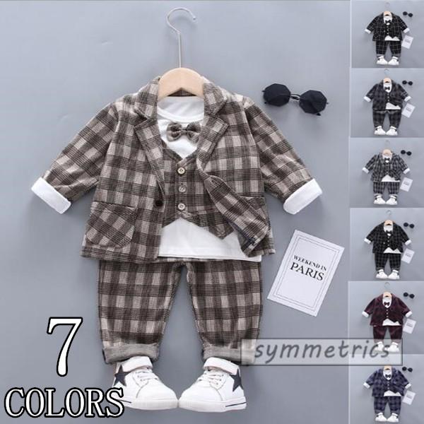 チェック柄 キッズ ベビースーツ 男の子スーツ おしゃれ 紳士風 上下セット 結婚式 カジュアル 入学式 卒業式 入園式 結婚式 誕生日 フォーマル スーツ 誕生日 Ly853 Symmetrics 通販 Yahoo ショッピング