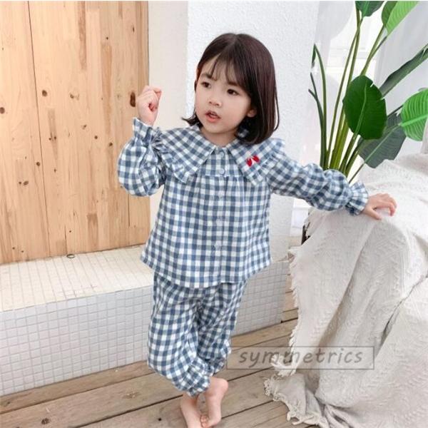 パジャマ 子供服 キッズ 子供用 女の子 チェック柄 長袖 ルームウェア パジャマセット 春 夏 秋 冬コットン かわいい 部屋着 寝間着 Sy8 Symmetrics 通販 Yahoo ショッピング