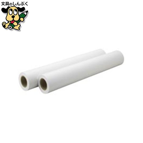 コスト削減プロッタ用紙。包装は１巻ずつ袋入。●1箱入数：2巻●用紙寸法（幅）[mm]*：594●用紙寸法（長）[m]*：50●芯径型[インチ]：2●坪量[g/?]：64●紙厚[μm]：85●白色度[%]：80