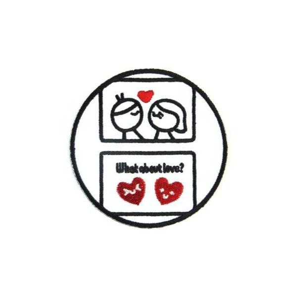 アイロンワッペン ワッペン キュート・ハート 刺繍ワッペン What about love? アイロンで貼れるワッペン