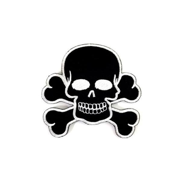 ✩日本横須賀製✩スカルワッペン 楽天市場】スカル ワッペン 刺繍 アイロン接着 縦8.8cm×横6.4cm