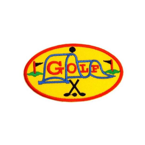 アイロンワッペン ワッペン 変形型ワッペン 刺繍ワッペン GOLF（黄