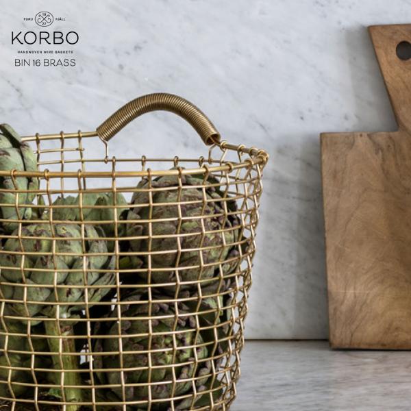 KORBO/コルボ BIN16ブラス/ワイヤーバスケット手織り/スウェーデン/北欧/カゴ/真鍮日本正規代理店品 KORBO/コルボ BIN16ブラス/ワイヤーバスケット手織り/スウェーデン/北欧/カゴ/真鍮日本正規代理店品