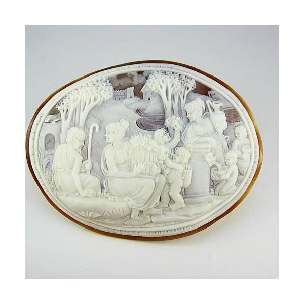 特大 シェルカメオ 手彫り 60×79mm ジュエリールース df451