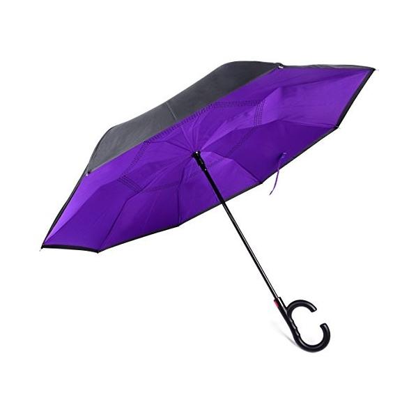 お得 リバース逆向き自動開閉傘 男女両方向けの上下逆の防風傘 15種のデザイン 人気カラーの