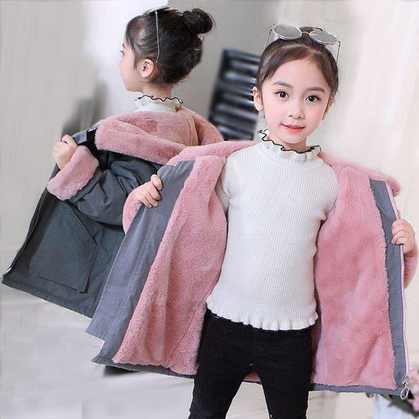 3色 子供服 女の子 ダウンコート フェイクファーコート ミディアムロングコット 裏起毛 冬服 フード付き子供コート キッズ服 厚く暖かい 防寒 アウター 内祝い
