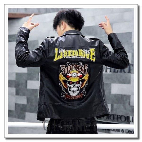 オンラインショップ 革ジャンメンズライダースジャケット裏起毛大きいサイズレザージャケットシングルフード付きpuレザー刺繍おしゃれ秋冬 レザージャケット革ジャンライダースジャケット裏起毛 ジャケット