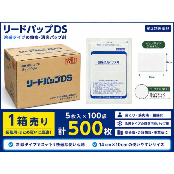 リードパップDS 冷感 5枚×100袋（計500枚） 第3類医薬品 湿布 シップ 大協薬品工業