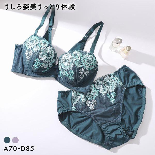ブラジャー ショーツセット うしろ姿美 うっとり体験 すっきり美背中 ABCD 脇高 脇肉 アンダー大きいサイズ グラマー 谷間 着やせ レディース
