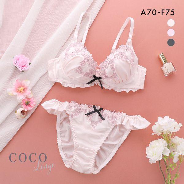 【Coco】ブラショーツ3セット COCO Linge ココランジェ フラワリーステッチレース ブラジャー