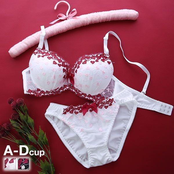 ピュアマジック Puremagic チュールハート刺繍 ブラジャー ショーツ セット Abcd 盛りブラ 谷間ブラ 小さいサイズ Shirohato 白鳩 通販 Paypayモール