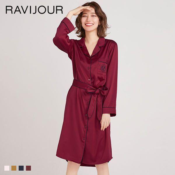 ラヴィジュール Ravijour シルキーサテンスリープ ロングワンピース シャツワンピース ルームウェア パジャマ ベルト付き Shirohato 白 鳩 通販 Paypayモール