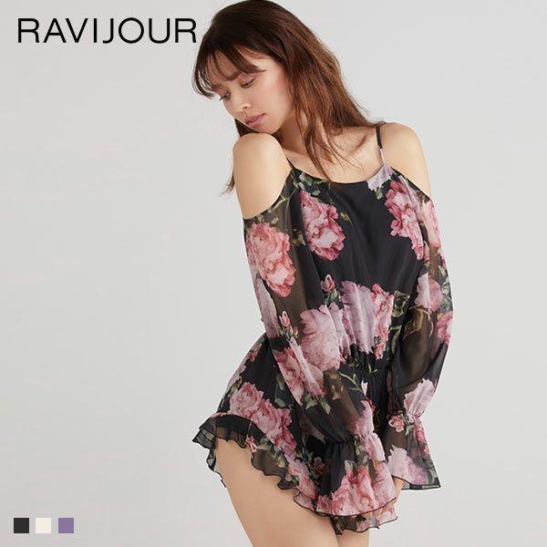 ラヴィジュール Ravijour フラワーシフォン ロンパース ルームウェア パジャマ カップ付き Shirohato 白鳩 通販 Paypayモール