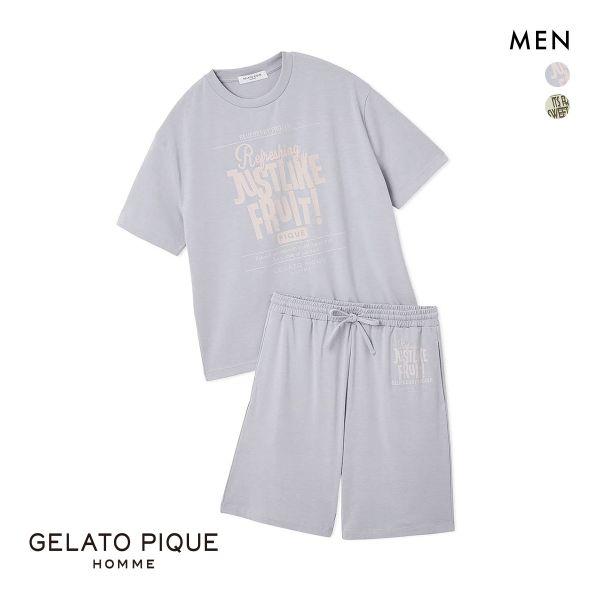 新品タグ付★GELATO PIQUE★レーヨンロゴ セットアップ 接触冷感 接触冷感】カラーレーヨンロゴTシャツ（Tシャツ/カットソー