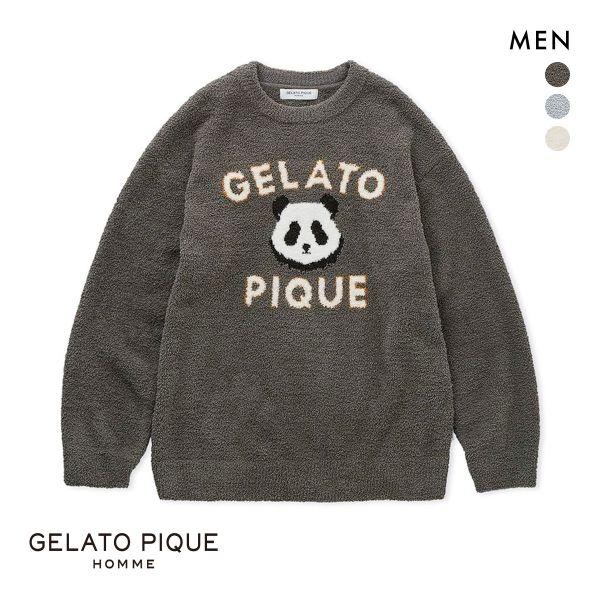 【極美品】 gelato pique ジェラートピケ ルームウェア パジャマ 黒 WILDSIDE】【UNISEX】ジェラートベアジャガードプルオーバー
