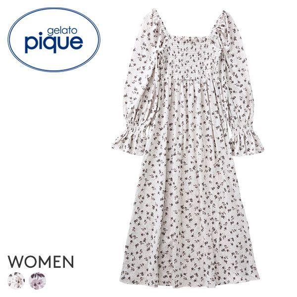 ジェラートピケ Gelato Pique レディース 小花柄シャーリングドレス ジェラピケ パジャマ ルームウェア Shirohato 白鳩 通販 Paypayモール