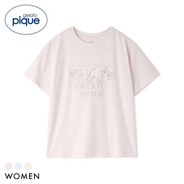 ジェラートピケ ルームウェア レディース 抗菌防臭 バスタイムCATワンポイントTシャツ ジェラピケ パジャマ gelato pique 部屋着 半袖 爆買