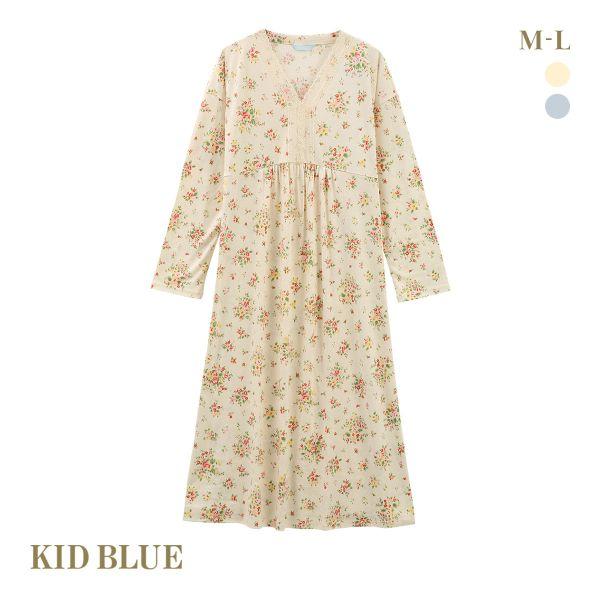 KID BLUE アイボリー 長袖ワンピース パジャマ セット