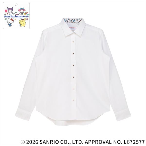 【HELLO KITTY×TOKYO SHIRTS】 ワイド 長袖 形態安定 レディースシャツ