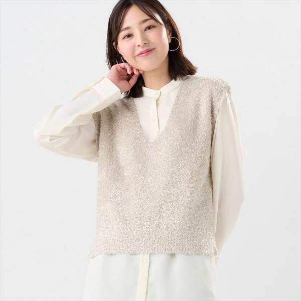 【タイムセール 9/28 AM10時まで】【31%OFF】【SALE】【公式】東京シャツ 【Pitta Re:)】 ニット シャイニーフェザー Vネックベスト レディース