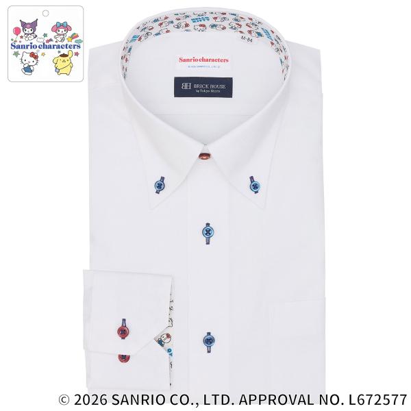 【HELLO KITTY×TOKYO SHIRTS】 ボタンダウン 長袖 形態安定 ワイシャツ