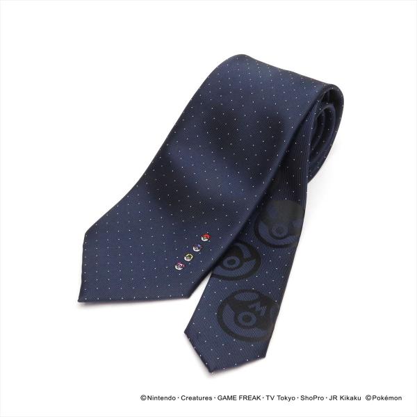 モデル Pocket Monsters ポケモン モンスターボール ネクタイ ネイビー系 ドット柄