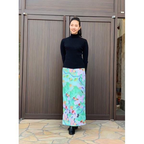 和柄 巻きスカート ロングタイプ 花柄 和風 ラップスカート 祝鶴