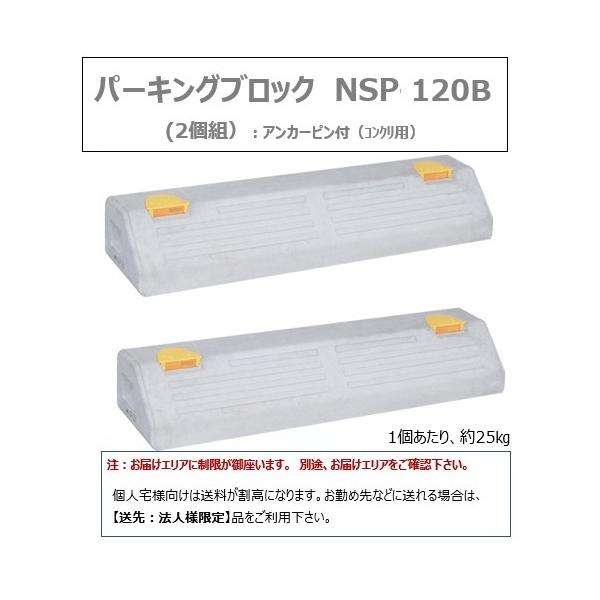 個人宅OK パーキングブロックNSP-１２０B 2個セット コンクリ用アンカーピン付 お届けエリア本州限定