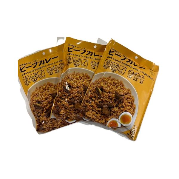 在庫限り　本格スープで作る、ビーフカレー３食セット（ご飯付）　賞味期限2028年８月物限定