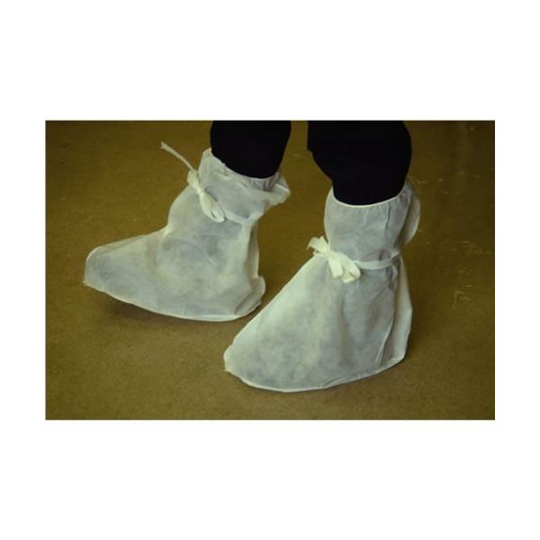 サイズ：フリー色：ホワイト特徴：作業靴の上から簡単に装着可能。底部にスベリ止め付き（底部に縫い目の無い底付きタイプ）用途：作業現場の汚れ、靴の汚れ防止など　上履き用として材質：ポリプロピレン不織布　入数：10足