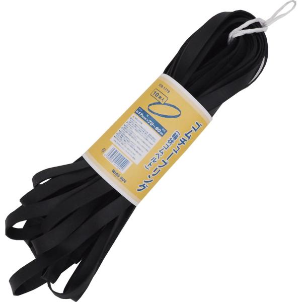 特徴：ハトメに通して簡単に使用できる用途：トラックシートなどの仮止め用に。材質：再利用タイヤゴムチューブサイズ：幅約17mm×折径約70mm-90mm入数：1パック（10本）