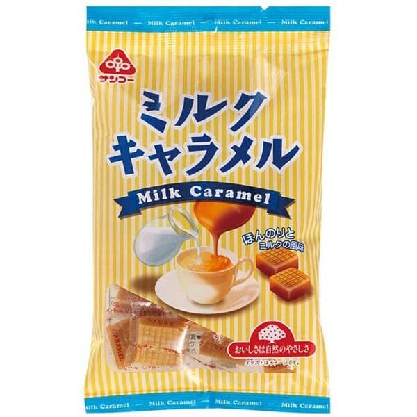 三温糖を使用し、ミルク風味のちょっぴり大粒のキャラメルです。【関連ワード】キャラメル,おかし,お菓子,おやつ
