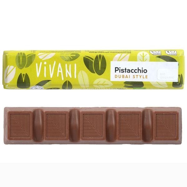 VIVANI チョコレートバー ピスタチオ ドバイスタイル（40g） ニコウ