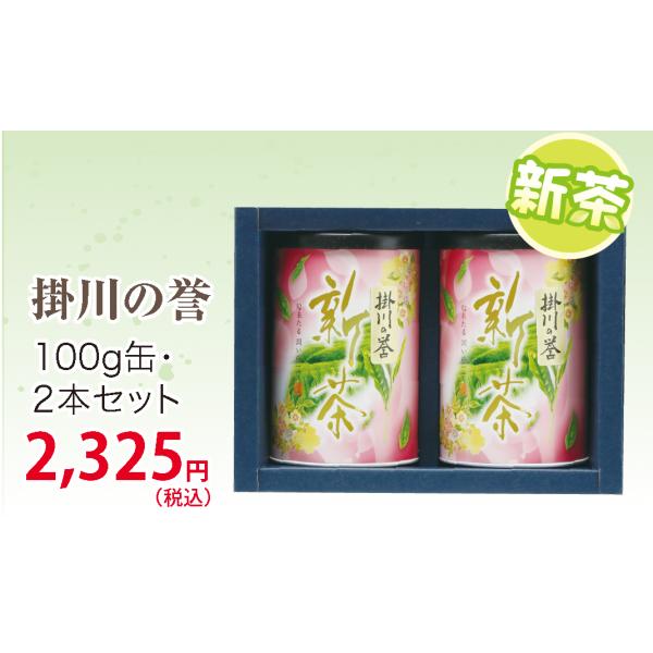 新茶 ギフト 静岡茶 掛川茶 掛川の誉100ｇ×2缶セット （のし名入無料・箱・包装有）発送は2025年5月2日〜