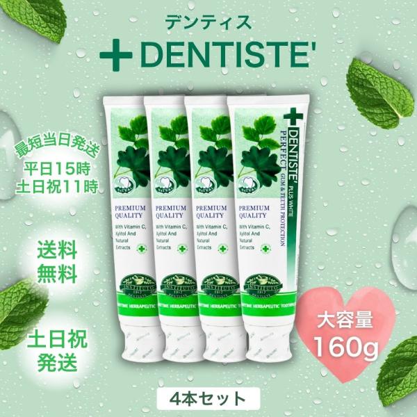 デンティス 160g 歯磨き粉 4本 チューブ 口臭ケア オリジナル ミント 人気 歯みがき粉 DENTISTE ハミガキ コストコ 大容量