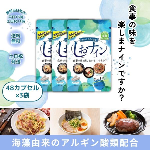 しおナイン 48粒 3袋 塩分 サプリメント 塩ナイン シオナイン 無添加 サポート成分配合 トイメディカル 日本製