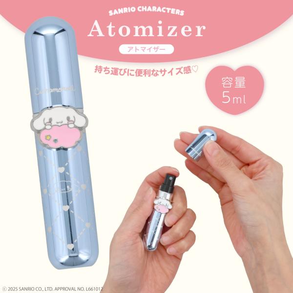 サンリオキャラクターズ アトマイザーお気に入りの香りをコンパクトにかわいく持ち運びできる底部重填方式のアトマイザーです♪【詰め替え方法】1. お手持ちの香水のスプレーヘッドを外し、ノズルを出します。2. アトマイザー下部を香水のノズルに垂直...