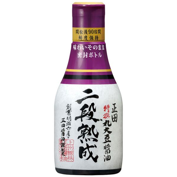 丸大豆を原料に使用し、まろやかで濃厚な風味が特長の本醸造再仕込み醤油です。深いコクでまろやかな味わいと鮮やかな色合いが特長です。一滴から使いやすい200ml密封ボトルは、お刺身、冷奴や煮びたしなどの卓上用つけかけ醤油におすすめです。