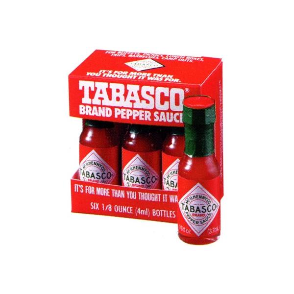 高さ5.8cm、3.7ml入りの手のひらに入るコンパクトなタバスコミニボトルです。