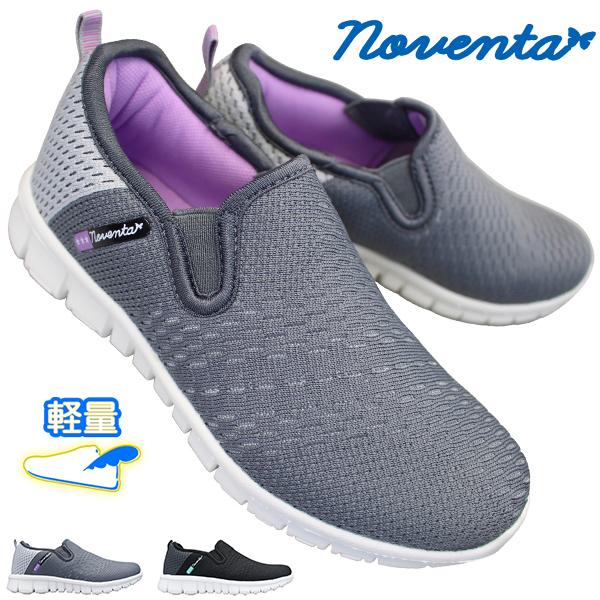 【✩】普段履きの婦人靴 レディース スリッポン ノベンタ JLS2783 ブラック・グレー 23cm