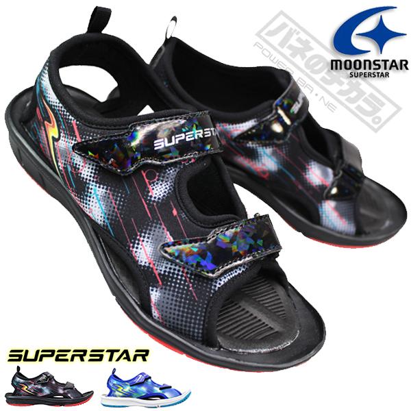 ムーンスター スーパースター サンダル SS K1172 ブラック ブルー 19cm