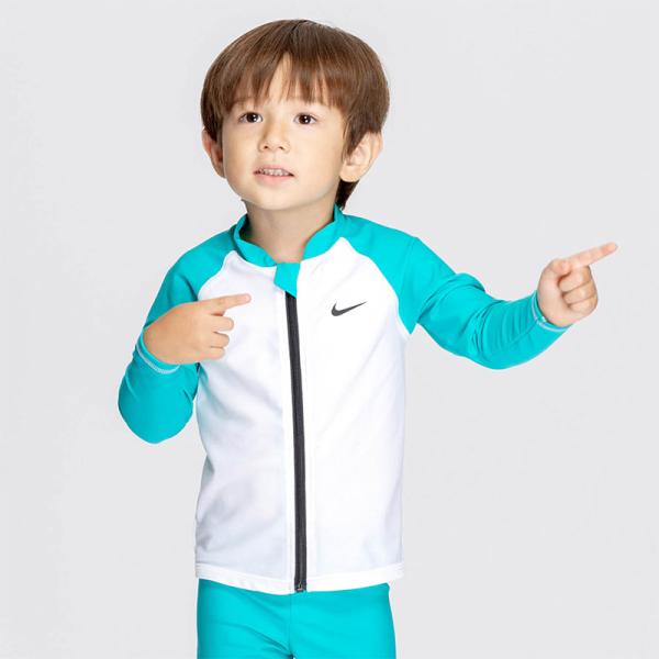 ナイキ　スイム ジュニア キッズ トドラーボーイズジップ付きラッシュガード 水泳 ウェア 競技 水着 日焼け対策 冷え対策 長袖 海 プール 1991115